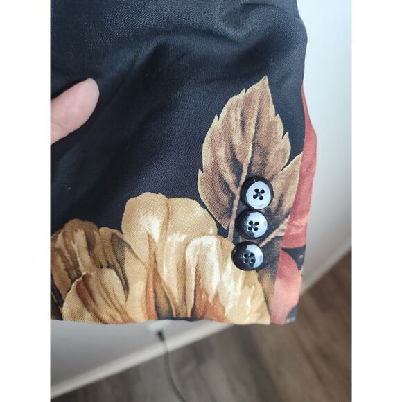 Linda Allard Ellen Tracy Dark Floral Jacket sz 12 silk/wool art to wear career - Picture 4 of 11